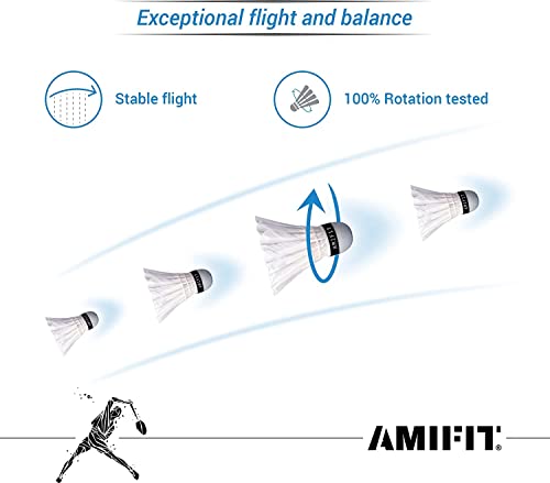 AMIFIT Steller Gold Series Feather Shuttlecock, Pack of 3 (White) 5 41cy2mdffaL
