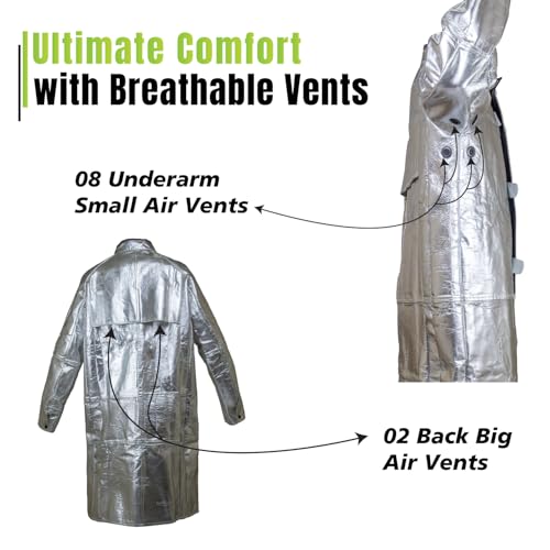 Graywolf Aluminized Kevlar Leather Welding Jacket/Welding Coat,Flame Resistant,Heavy duty (3000° F) Light weight4