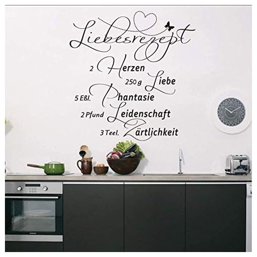 57 x 59 cm tysk kärlek recept kända citat konst vinyl väggklistermärken kök dekoration heminredning dekaler tapet