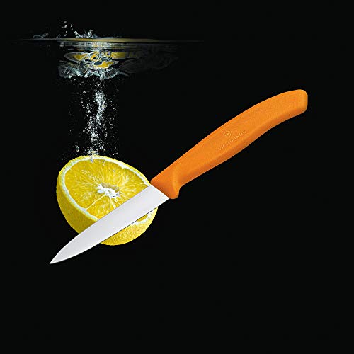 Image of Victorinox Swiss Made Stainless Steel Swiss Classic Paring Knife, Kitchen Tools, Kitchen Items, 8 cm Straight Edge, Orange, 6.7606.L119