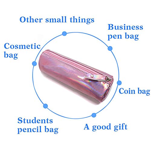 Image of Aisa Pencil Case Holographic Zipper Pen Bags Cosmetics Bags Color Pink