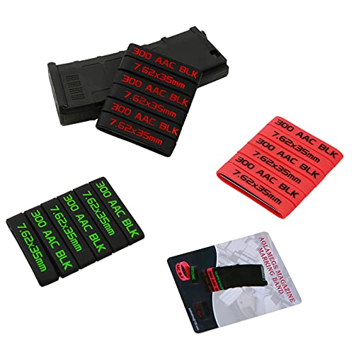 Aolamegs 12 Pack 300 Aac Blk/7.62X35 Mm, 300 Blackout Magazine Marking Bands (Black-Red) #TOP5