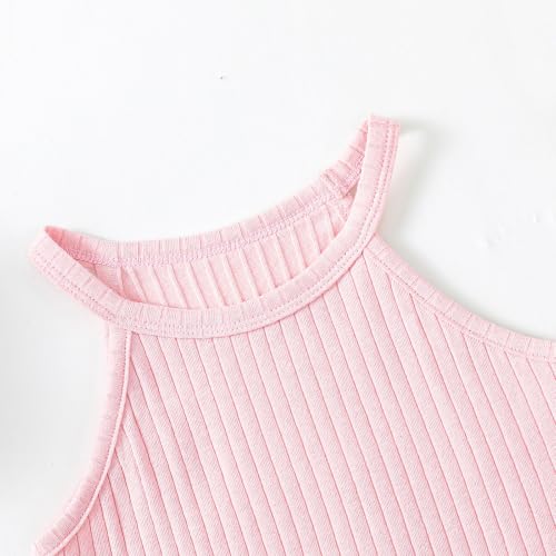 Image of ROMPERINBOX Toddler Tank Tops Girls 3 Pack Ribbed Knit Multipacks Halter Top Camisoles Undershirt