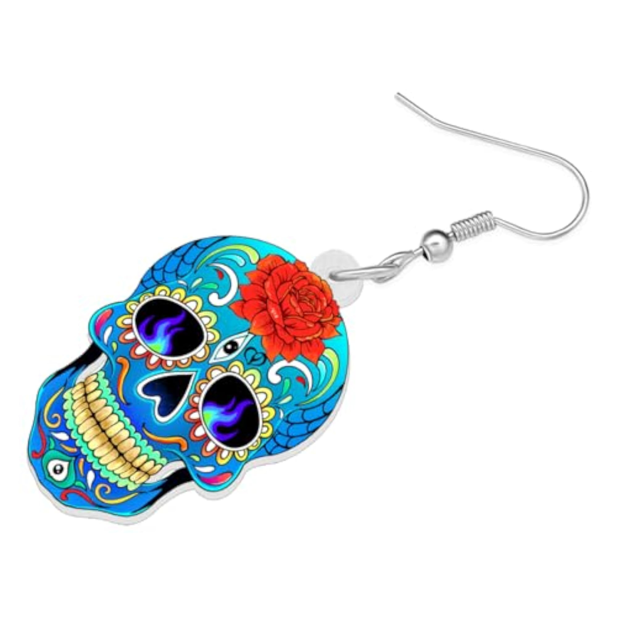 Women's Acrylic Drop Dangle Skeleton Skull Earrings, Novelty