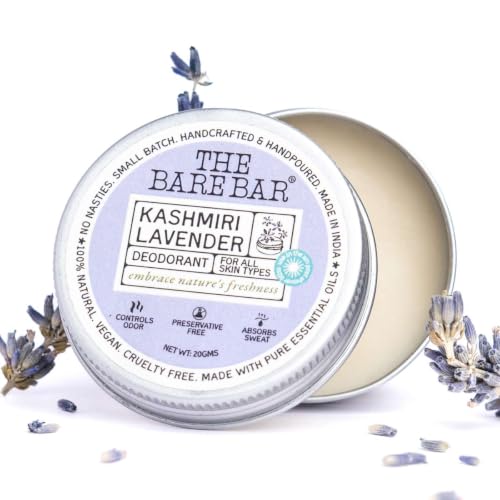 Image of The Bare Bar Kashmiri Lavender Deodorant - 20 gm | Floral Fragrance| Odor & Sweat Control |Natural formula & Chemical free| Good for all skin types |Travel Mini Size Solid Deodorant for Men & Women