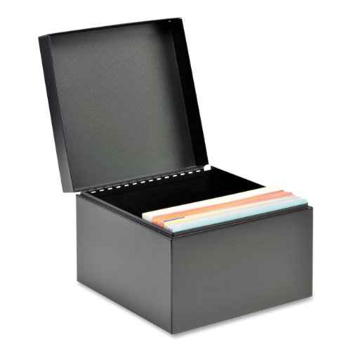 STEELMASTER Steel Card File Box, Fits 5 x 8 Inches Index Cards, 900 Card Capacity, 8.5 x 6 x 8.5 Inches, Black (263858BLA)