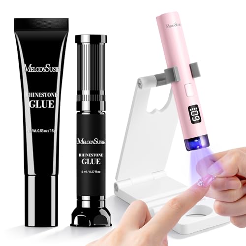 Image of MelodySusie Pink Handheld UV Light with Stand and Rhinestone Glue Kit