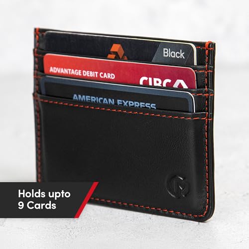 Casemade Real Leather Card Holder Slim Wallet Leather Minimalist Wallet with RFID Protection (Black)4