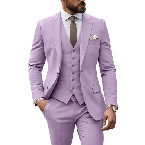 Mens Suits 3 Piece Slim Fit Outfits Two Button Prom Tuxedo Suit Set for Wedding Formal Men Suit