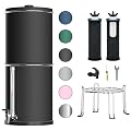 Purewell 3-Stage 0.01?m Ultra-Filtration Gravity Water Filter System, 304 Stainless Steel Countertop System with 2 Filters, Metal Water Level Spigot and Stand, Reduce 99% Chlorine, 2.25G, PW-OB-K