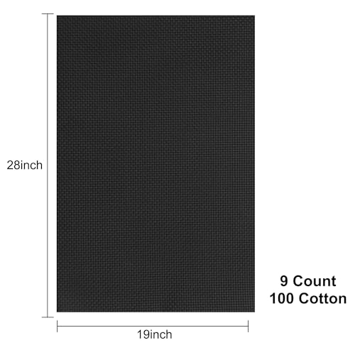 Image of Aida Cloth 9 Count Cross Stitch Fabric,19x28inch (9CT,Black)