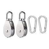 Perfeclan Poulie Simple M25, Roue de remorquage Charge Lourde 150 kg Pratique avec mousquetons Rouleau de poulie pivotante pour Corde de Levage de Navire