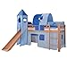 Relita Toby - Letto a soppalco in legno di faggio massiccio con scivolo, torre e delfino, colore: blu/azzurro