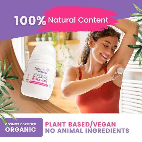 Image of Organic Deodorant Women & Men Roll On, Natural Formula for Sensitive Skin, Long-Lasting Odor Protection 2.53 Fl Oz Pack of 2, Rose Vanilla