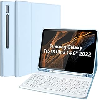 KBCASE Keyboard Case for Samsung Galaxy Tab S8 Ultra 14.6 Inch 2022 (SM-X900/X906), Auto Sleep/Wake Cover, Detachable Magnetically Bluetooth Wireless Color Keyboard with S Pen Holder(No backlight)
