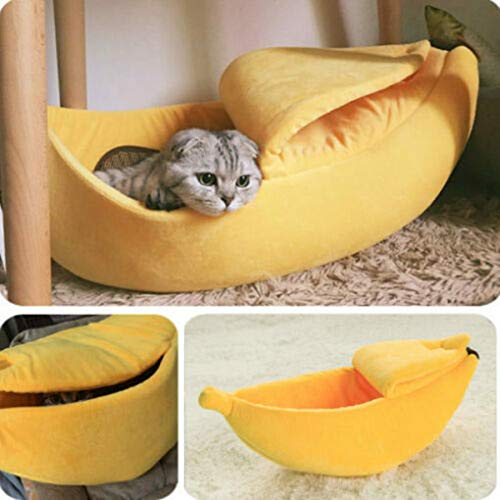 Xiaobaicai Banana Peel Cat House, lindo tapete de cama macio acolchoado para gatos, gatos, gatos, an