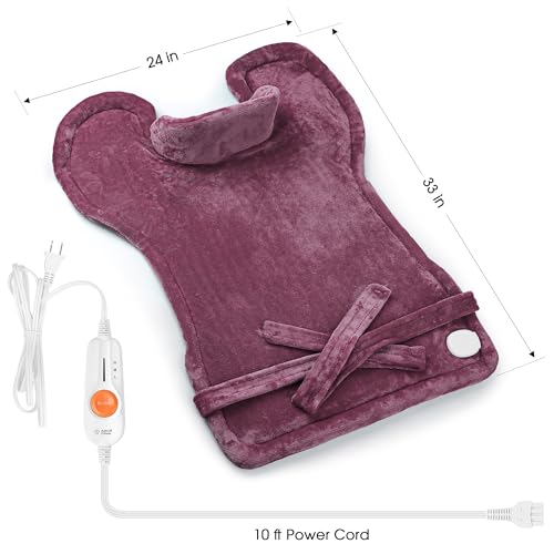 Image of Boileau Electric Heating Pad for Back Pain Relief, Birthday Gifts for Women Men Mom Dad Elderly, Self Care Gifts for Him Her Wife Husband, Neck Shoulder Back Pain Relief 24 inchx33 inch Large Heating Heat Pad