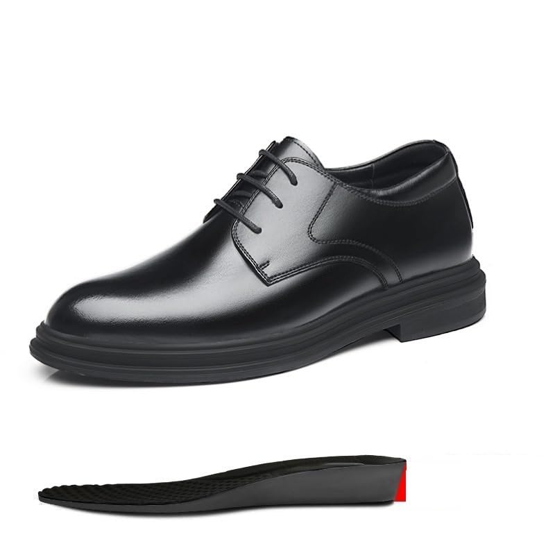 Battle Men Men's Perforated Invisible Height Increasing Elevator Shoes, Lightweight Breathable Dress Oxford Lace-Up-2.4 Inches Taller2