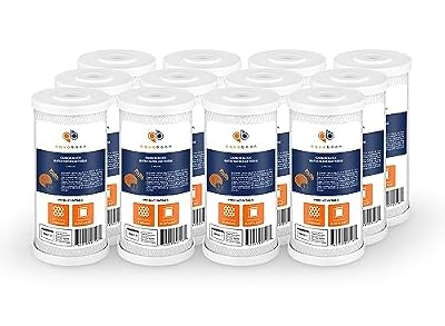 Aquaboon 5 Micron 10x4.5 Carbon Block Water Filters Whole House CTO Water Filter Replacement Cartridge Compatible with FXHTC, CB-BB-10, EP-BB, 12-Pack