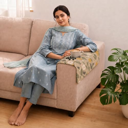 Image of STITCHNEST 'Eden Weaves Collection Series' Sofa Armrest Cover | Elegant Woven Fabric, Washable & Durable for Modern Living (18 x 22 Inches)