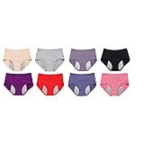 Bragas Menstruales Transpirables de Cintura Alta Absorbentes A Prueba de Fugas de Algodón para Posparto Paquete deportivo de 6 Paquete Múltiple Talla 7Xl