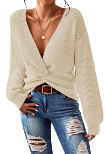 Pink Queen Cute Comfy V Neck Long Sleeve Pullover Sweater