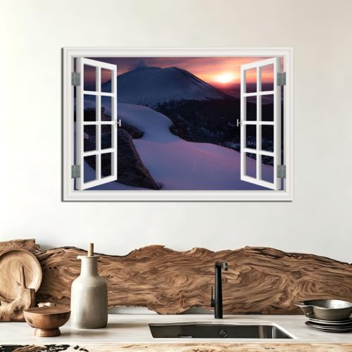 Cuadro lienzo efecto ventana para dar amplitud al dormitorio con vistas al lago de 20x30cm 3