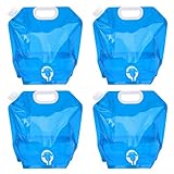 Lixiin Wasserkanister Faltbar, 4 Stück 10L Wassertank Faltbar mit Zapfhahn, Flexibler Wasserkanister Tragbar Trinkwasser Wassersack Faltkanister Wasserbeutel für Outdoor Camping Grill Haushalt