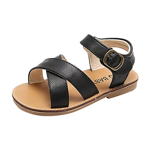 Girls' Sandals Children Beach Non-Slip Kids Shoes Open-Toed Princess Soft-Soled Girls Sandals Girl's Shoes (Black, 8.5 Toddler)