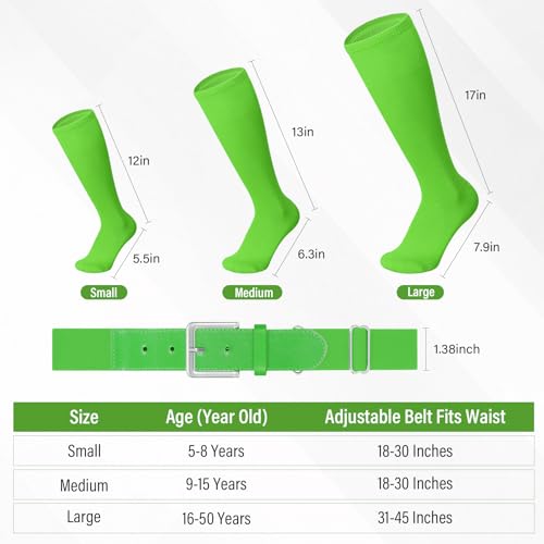 Image of Baseball Belt and Baseball Socks Combo Set for Youth and Adult Available in 20 Colors