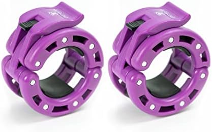 Barbell Collars (Pair) – Locking 2" Olympic Size Weight Clamps - Quick Release Collar Clips – Bar Clamps Great for Weight Lifting, Olympic Lifts and Strength Training (Purple V2)