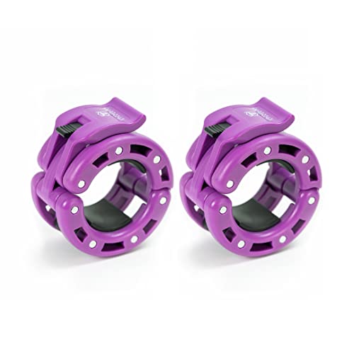 Barbell Collars (Pair) – Locking 2" Olympic Size Weight Clamps - Quick Release Collar Clips – Bar Clamps Great For Weight Lifting, Olympic Lifts And Strength Training (Purple V2) #TOP28