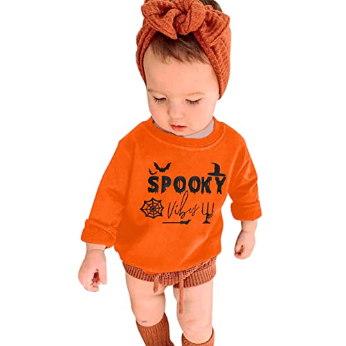 Toddler Little Boy Girl Halloween Sweatshirt Skeleton Pumpkin Kids Long Sleeve Pullover Shirt Tee Top