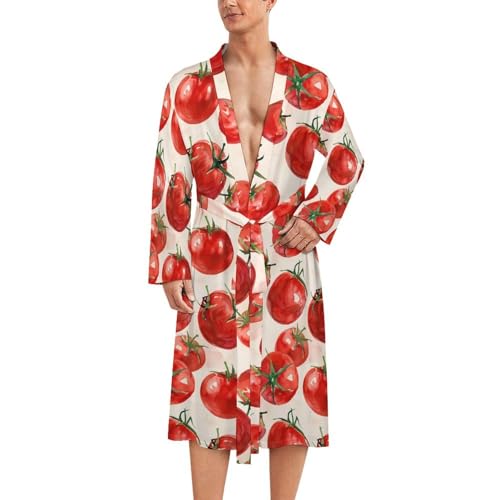 Tomatoes Watercolor Funny Men's Robe Novelty Soft Lightweight Bathrobe Long-sleeve Spa Robes
