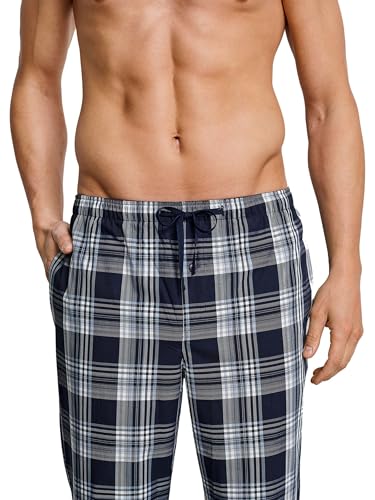 Schiesser Herren Lange Schlafhose Web - Mix + Relax Pyjamaunterteil, Dunkelblau-gem._163842, 50/ M EU