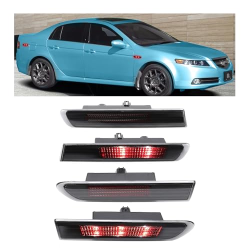 HECASA 4pcs Side Marker Light Compatible with 2004-2008 Honda Acura TL Base Model Replacement for 33850SEPA01 33800SEPA01 33655SEPA01 33650SEPA01 Bumper Signal Lamps Smoke Lens Black Housing Red LED by HECASA - Used condition - US$17.35