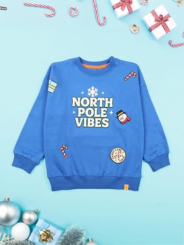 Image of KiddoPanti Boys Solid Round Neck Full Sleeve Fleece Sweatshirt | 60% Cotton 40% Polyester | Soft Warm Winter Pullover | Ribbed Cuffs & Hem | Casual Winter Sweatshirt for Kids