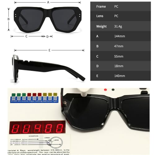 Lunettes de soleil polygonales à rivets rétro design géométrique et verres dégradés UV400