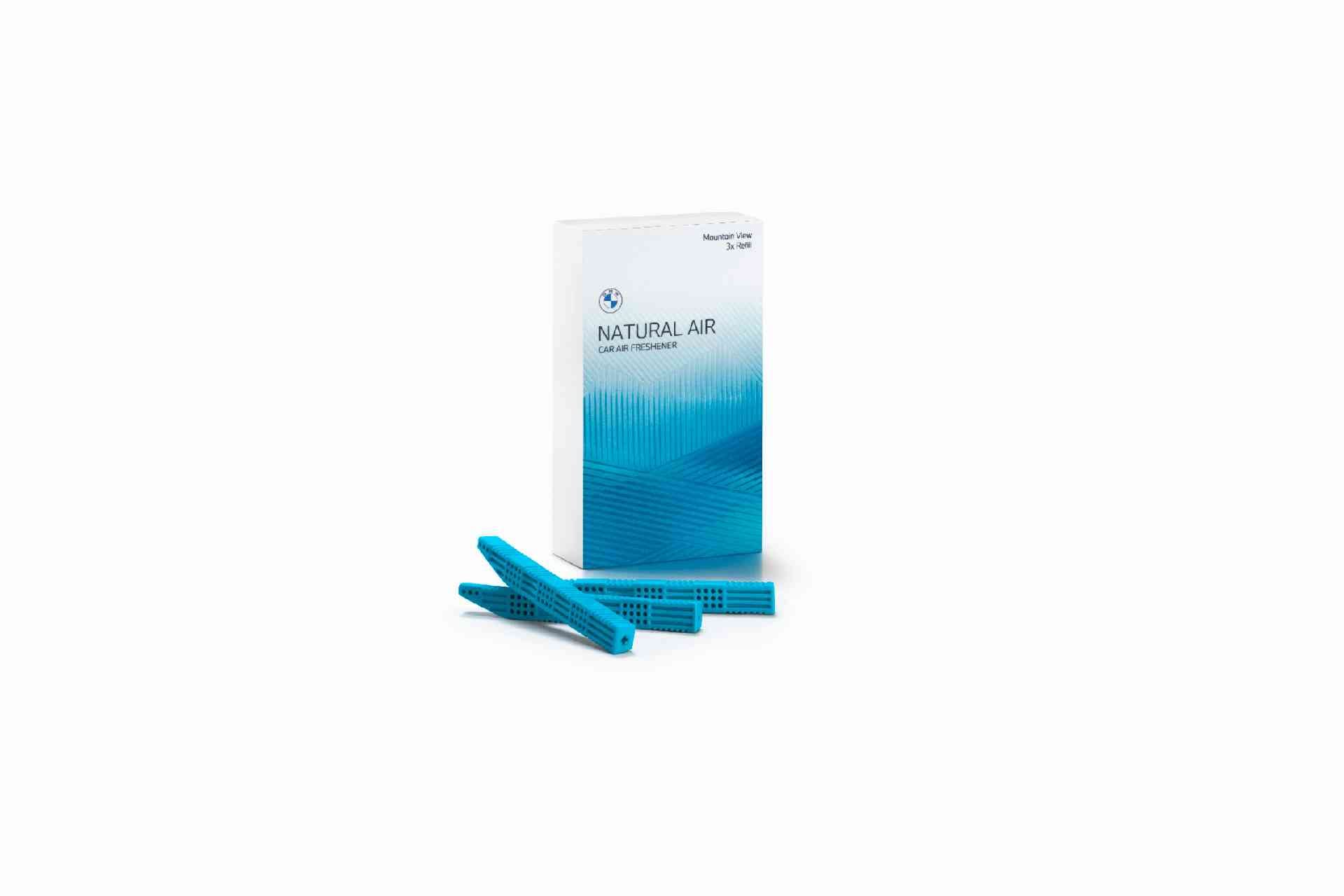 BMW Innenraumduft Set Natural Air Starter + Refill Mountain View + Schlüsselanhänger Einkaufschip Geschenkset Fan Geschenkidee