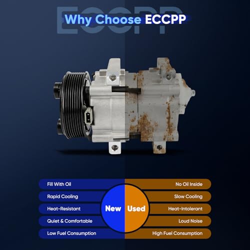 Image of ECCPP AC Compressor for Ford E-350 Super Duty V8 7.3L 1999-2000 | for Ford E-450 Econoline Super Duty V8 7.3L 2000-2001 Fast Cooling AC Compressor with Clutch
