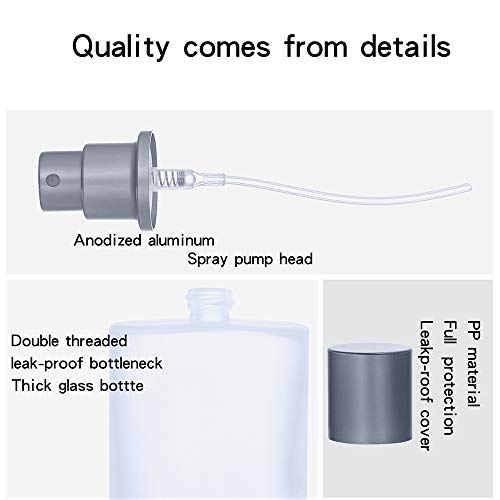 2 Pack 50ml/1.69 Oz Empty Frosted Glass Spray Bottles Perfume Atomizer, Refillable Fine Mist Spray Empty Perfume Bottles with 4 kinds of perfume dispenser (2 Pack 50ml/1.69 Oz Frosted Bottles)4