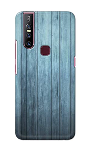 Image of Printed Hard Back Cover Case for Vivo V15 Back Cover (Wooden Blue) -1302