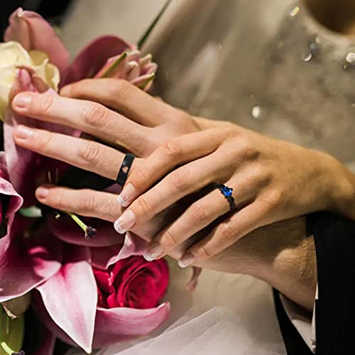 Mprainbow Personalized Wedding Engagement Promise Rings - Matching Cubic Zirconia Cz Rings Heart Promise Ring, Couples Rings Custom Rings His & Hers Couple Wedding Engagement Bands Rings #TOP2