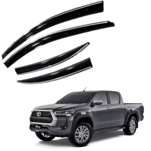 Image of CAR SAAZ Chrome Line Door Visor for Hilux (Set of 4Pcs) | Rain Guard | Wind Deflector