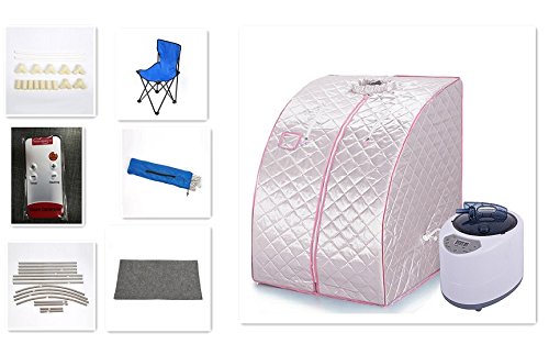 OHMG Sauna, mobiele stoomsauna, draagbare thuissauna, warmtecabine, opvouwbare sauna, zitsauna, saunakabine, thuissauna met afstandsbediening, stoelen, 1000 W