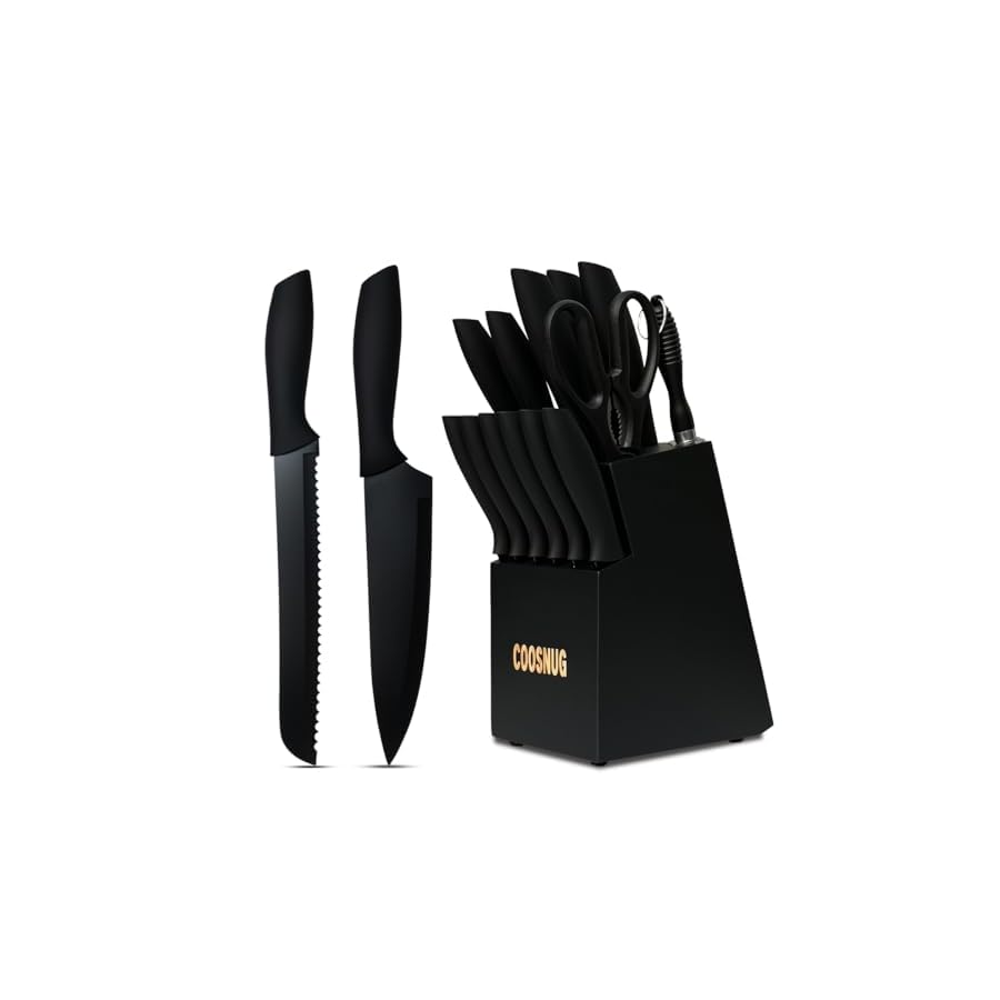 Knife-Sets-for-Kitchen-with-Block-Japanese-Stainless-Steel-Kitchen-Knife-Set-Sharp-Knife-Block-Set-with-Non-slip-Ergonomic-HandleChef-Knife-Set-Black COOSNUG Knife Sets for Kitchen with Block Japanese Stainless Steel Kitchen Knife Set, Sharp Knife Block Set with Non-slip Ergonomic Handle,Chef Knife Set (Black)