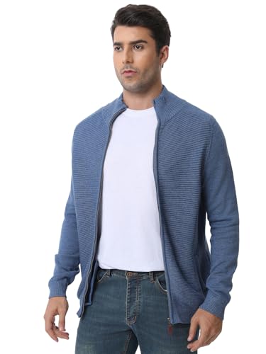 Men's Knitted Full Zip Sweater Cardigan with Pockets