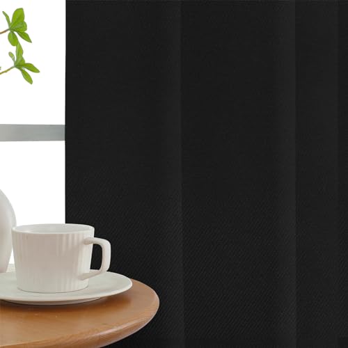 Image of Joydeco 100% Blackout Curtains 96 Inches Long 2 Panels Set, Thermal Insulated Long Curtains& Drapes 2 Burg, Room Darkening Drapes for Bedroom Living Room Window (Black, W52 x L96 Inch)