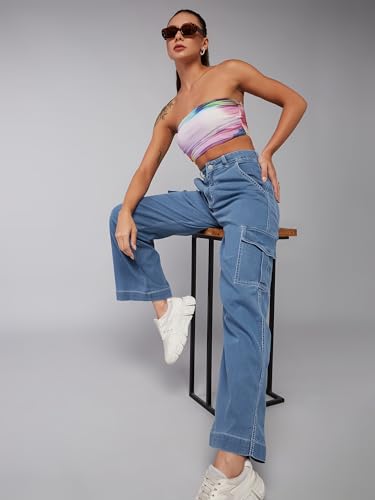 Image of Dolce Crudo Women's Wide Leg High-Rise Clean-Look Jean's
