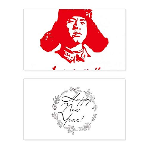 Tarjeta conmemorativa Lei Feng de porcelana de Año Nuevo con texto en inglés